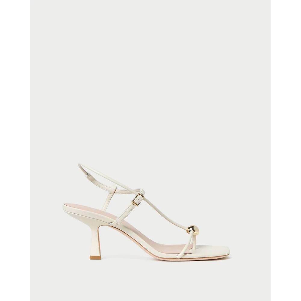 NEW LOEFFLER RANDALL women's triana strappy sandal with ball in white/champagne